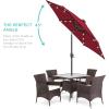 imageBest Choice Products 10ft Solar Polyester LED Lighted Patio Umbrella wTilt Adjustment and UVResistant Fabric  Striped BlackBurgundy