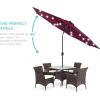 imageBest Choice Products 10ft Solar Polyester LED Lighted Patio Umbrella wTilt Adjustment and UVResistant Fabric  Striped BlackBurgundy