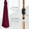 imageBest Choice Products 10ft Solar Polyester LED Lighted Patio Umbrella wTilt Adjustment and UVResistant Fabric  Striped BlackBurgundy