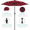 imageBest Choice Products 10ft Solar Polyester LED Lighted Patio Umbrella wTilt Adjustment and UVResistant Fabric  Striped BlackBurgundy