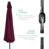 imageBest Choice Products 10ft Solar Polyester LED Lighted Patio Umbrella wTilt Adjustment and UVResistant Fabric  Striped BlackBurgundy