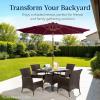 imageBest Choice Products 10ft Solar Polyester LED Lighted Patio Umbrella wTilt Adjustment and UVResistant Fabric  Striped BlackBurgundy
