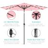 imageBest Choice Products 10ft Solar Polyester LED Lighted Patio Umbrella wTilt Adjustment and UVResistant Fabric  Striped BlackCarnation