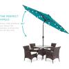 imageBest Choice Products 10ft Solar Polyester LED Lighted Patio Umbrella wTilt Adjustment and UVResistant Fabric  Striped BlackCerulean