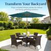 imageBest Choice Products 10ft Solar Polyester LED Lighted Patio Umbrella wTilt Adjustment and UVResistant Fabric  Striped BlackCerulean