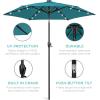imageBest Choice Products 10ft Solar Polyester LED Lighted Patio Umbrella wTilt Adjustment and UVResistant Fabric  Striped BlackCerulean