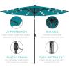 imageBest Choice Products 10ft Solar Polyester LED Lighted Patio Umbrella wTilt Adjustment and UVResistant Fabric  Striped BlackCerulean