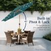 imageBest Choice Products 10ft Solar Polyester LED Lighted Patio Umbrella wTilt Adjustment and UVResistant Fabric  Striped BlackCerulean