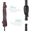 imageBest Choice Products 10ft Solar Polyester LED Lighted Patio Umbrella wTilt Adjustment and UVResistant Fabric  Striped BlackDeep Taupe