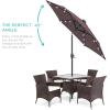 imageBest Choice Products 10ft Solar Polyester LED Lighted Patio Umbrella wTilt Adjustment and UVResistant Fabric  Striped BlackDeep Taupe