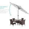 imageBest Choice Products 10ft Solar Polyester LED Lighted Patio Umbrella wTilt Adjustment and UVResistant Fabric  Striped BlackFog Gray