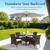 imageBest Choice Products 10ft Solar Polyester LED Lighted Patio Umbrella wTilt Adjustment and UVResistant Fabric  Striped BlackFog Gray