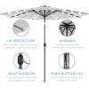imageBest Choice Products 10ft Solar Polyester LED Lighted Patio Umbrella wTilt Adjustment and UVResistant Fabric  Striped BlackFog Gray