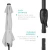 imageBest Choice Products 10ft Solar Polyester LED Lighted Patio Umbrella wTilt Adjustment and UVResistant Fabric  Striped BlackFog Gray