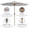 imageBest Choice Products 10ft Solar Polyester LED Lighted Patio Umbrella wTilt Adjustment and UVResistant Fabric  Striped BlackFog Gray