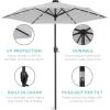 imageBest Choice Products 10ft Solar Polyester LED Lighted Patio Umbrella wTilt Adjustment and UVResistant Fabric  Striped BlackFog Gray