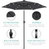 imageBest Choice Products 10ft Solar Polyester LED Lighted Patio Umbrella wTilt Adjustment and UVResistant Fabric  Striped BlackGray