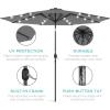 imageBest Choice Products 10ft Solar Polyester LED Lighted Patio Umbrella wTilt Adjustment and UVResistant Fabric  Striped BlackGray