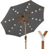 imageBest Choice Products 10ft Solar Polyester LED Lighted Patio Umbrella wTilt Adjustment and UVResistant Fabric  Striped BlackGray