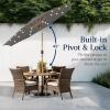 imageBest Choice Products 10ft Solar Polyester LED Lighted Patio Umbrella wTilt Adjustment and UVResistant Fabric  Striped BlackGray