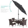 imageBest Choice Products 10ft Solar Polyester LED Lighted Patio Umbrella wTilt Adjustment and UVResistant Fabric  Striped BlackGray