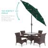 imageBest Choice Products 10ft Solar Polyester LED Lighted Patio Umbrella wTilt Adjustment and UVResistant Fabric  Striped BlackGreen