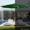 imageBest Choice Products 10ft Solar Polyester LED Lighted Patio Umbrella wTilt Adjustment and UVResistant Fabric  Striped BlackGreen