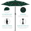 imageBest Choice Products 10ft Solar Polyester LED Lighted Patio Umbrella wTilt Adjustment and UVResistant Fabric  Striped BlackGreen