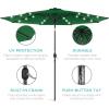 imageBest Choice Products 10ft Solar Polyester LED Lighted Patio Umbrella wTilt Adjustment and UVResistant Fabric  Striped BlackGreen