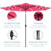 imageBest Choice Products 10ft Solar Polyester LED Lighted Patio Umbrella wTilt Adjustment and UVResistant Fabric  Striped BlackHot Pink