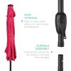 imageBest Choice Products 10ft Solar Polyester LED Lighted Patio Umbrella wTilt Adjustment and UVResistant Fabric  Striped BlackHot Pink