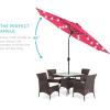 imageBest Choice Products 10ft Solar Polyester LED Lighted Patio Umbrella wTilt Adjustment and UVResistant Fabric  Striped BlackHot Pink