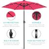 imageBest Choice Products 10ft Solar Polyester LED Lighted Patio Umbrella wTilt Adjustment and UVResistant Fabric  Striped BlackHot Pink