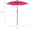 imageBest Choice Products 10ft Solar Polyester LED Lighted Patio Umbrella wTilt Adjustment and UVResistant Fabric  Striped BlackHot Pink