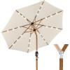 imageBest Choice Products 10ft Solar Polyester LED Lighted Patio Umbrella wTilt Adjustment and UVResistant Fabric  Striped BlackIvory