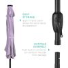 imageBest Choice Products 10ft Solar Polyester LED Lighted Patio Umbrella wTilt Adjustment and UVResistant Fabric  Striped BlackLavender