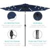 imageBest Choice Products 10ft Solar Polyester LED Lighted Patio Umbrella wTilt Adjustment and UVResistant Fabric  Striped BlackNavy