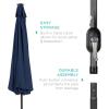 imageBest Choice Products 10ft Solar Polyester LED Lighted Patio Umbrella wTilt Adjustment and UVResistant Fabric  Striped BlackNavy