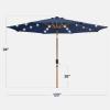 imageBest Choice Products 10ft Solar Polyester LED Lighted Patio Umbrella wTilt Adjustment and UVResistant Fabric  Striped BlackNavy Blue