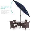 imageBest Choice Products 10ft Solar Polyester LED Lighted Patio Umbrella wTilt Adjustment and UVResistant Fabric  Striped BlackNavy Blue