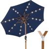 imageBest Choice Products 10ft Solar Polyester LED Lighted Patio Umbrella wTilt Adjustment and UVResistant Fabric  Striped BlackNavy Blue