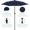imageBest Choice Products 10ft Solar Polyester LED Lighted Patio Umbrella wTilt Adjustment and UVResistant Fabric  Striped BlackNavy Blue