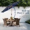 imageBest Choice Products 10ft Solar Polyester LED Lighted Patio Umbrella wTilt Adjustment and UVResistant Fabric  Striped BlackNavy Blue