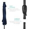 imageBest Choice Products 10ft Solar Polyester LED Lighted Patio Umbrella wTilt Adjustment and UVResistant Fabric  Striped BlackNavy Blue