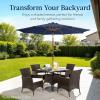 imageBest Choice Products 10ft Solar Polyester LED Lighted Patio Umbrella wTilt Adjustment and UVResistant Fabric  Striped BlackNavy Blue