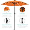 imageBest Choice Products 10ft Solar Polyester LED Lighted Patio Umbrella wTilt Adjustment and UVResistant Fabric  Striped BlackOrange