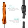 imageBest Choice Products 10ft Solar Polyester LED Lighted Patio Umbrella wTilt Adjustment and UVResistant Fabric  Striped BlackOrange