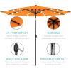 imageBest Choice Products 10ft Solar Polyester LED Lighted Patio Umbrella wTilt Adjustment and UVResistant Fabric  Striped BlackOrange