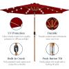 imageBest Choice Products 10ft Solar Polyester LED Lighted Patio Umbrella wTilt Adjustment and UVResistant Fabric  Striped BlackRed