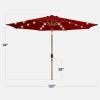 imageBest Choice Products 10ft Solar Polyester LED Lighted Patio Umbrella wTilt Adjustment and UVResistant Fabric  Striped BlackRed